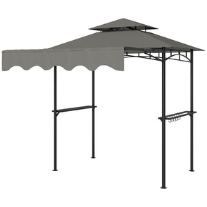 8' x 7.6' Grill Gazebo, Double Tiered Barbecue Grill Gazebo Shelter w/ Side Awning, 2 Side Shelves – view 22