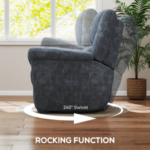 Power Recliner Chair, Fabric Upholstered Recliner Chair with USB Ports, Swivel and Rocking Function – view 12