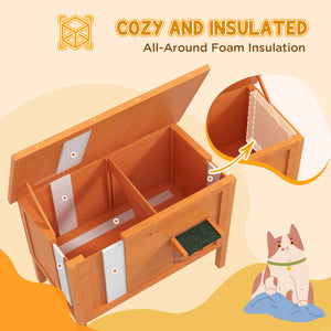 Outdoor Insulated Cat House with Asphalt Roof, Removable Floor, for Cats, Small Animals