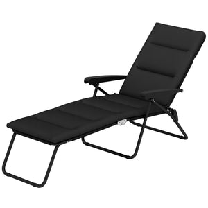 Foldable Lounge Chair, Reclining Patio Sun Lounger with 6-Position Adjustable Back, Blue and White