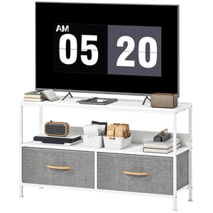 TV Stand with Charging Station, TV Table with 2 Foldable Linen Drawers and Open Shelf for 47 Inch – view 8