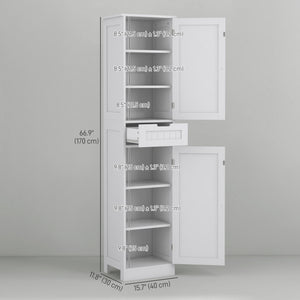 Freestanding Bathroom Cabinet with Drawer and 2 Doors, Tall Bathroom Cupboard for Kitchen, Study, Living Room