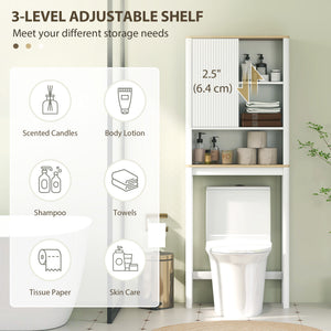 Over The Toilet Storage Cabinet, Bathroom Space Saver Cabinet with Adjustable Shelf, Bathroom Organizer, White