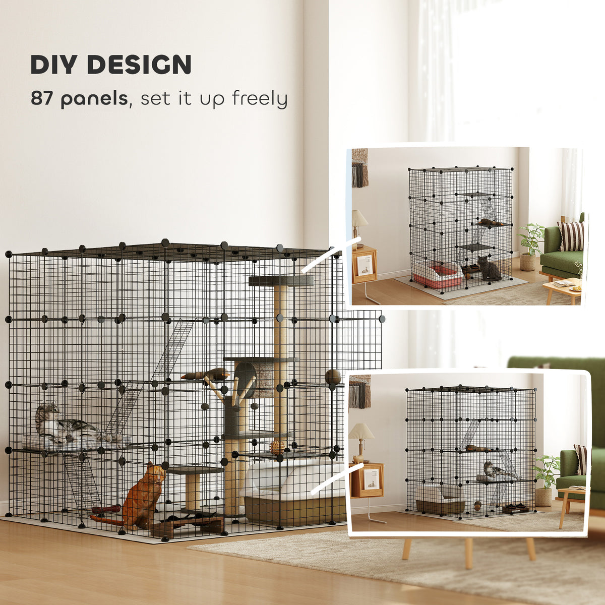 4 Tier DIY Cat Cage Indoor, Catio for 1-3 Cats with Hammock, 5 Doors, 3 Ramps, 3 Jumping Platforms – view 11