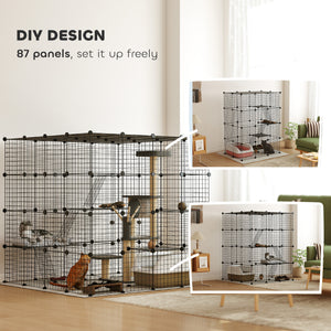 4 Tier DIY Cat Cage Indoor, Catio for 1-3 Cats with Hammock, 5 Doors, 3 Ramps, 3 Jumping Platforms – view 11