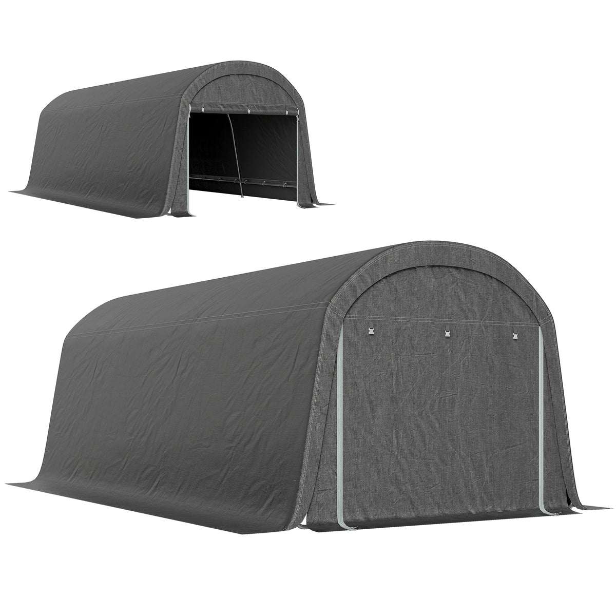 10' x 20' Portable Shed, Motorcycle Bike Tent with Roll-up Door, Galvanised Steel Frame for Garden Tools, Dark Grey