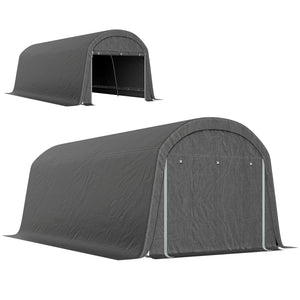 10' x 20' Portable Shed, Motorcycle Bike Tent with Roll-up Door, Galvanised Steel Frame for Garden Tools, Dark Grey