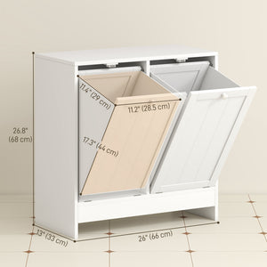 Tilt-Out Laundry Storage Cabinet, Modern Laundry Hamper with 2 Compartments for Bathroom Washroom, Black – view 9