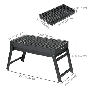 Portable Charcoal Grill with Pull-Out Charcoal Basin, Folding Tabletop Barbecue, Compact Camping BBQ, Black