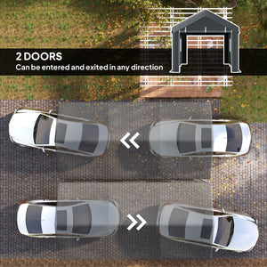 10' x 20' Carport, Heavy Duty Portable Garage with 6 Mesh Windows and 2 Doors, Dark Grey – view 5