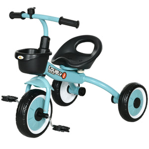 Qaba Tricycle for Toddler 2-5 Year Old Girls and Boys, Toddler Bike with Adjustable Seat, Basket, Bell