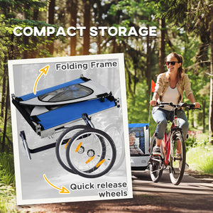 Aosom 2-Seat Child Bike Trailer for Kids with a Strong Steel Frame, 5-Point Safety Harnesses, & Comfortable Seat