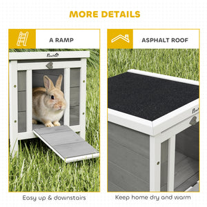 Wooden Rabbit Hutch, Bunny Cage with Waterproof & Openable Asphalt Roof, Outdoor Cat House Guinea Pig Cage Duck Shelter, Indoor Outdoor Use, 20" x 16.5" x 17", Orange