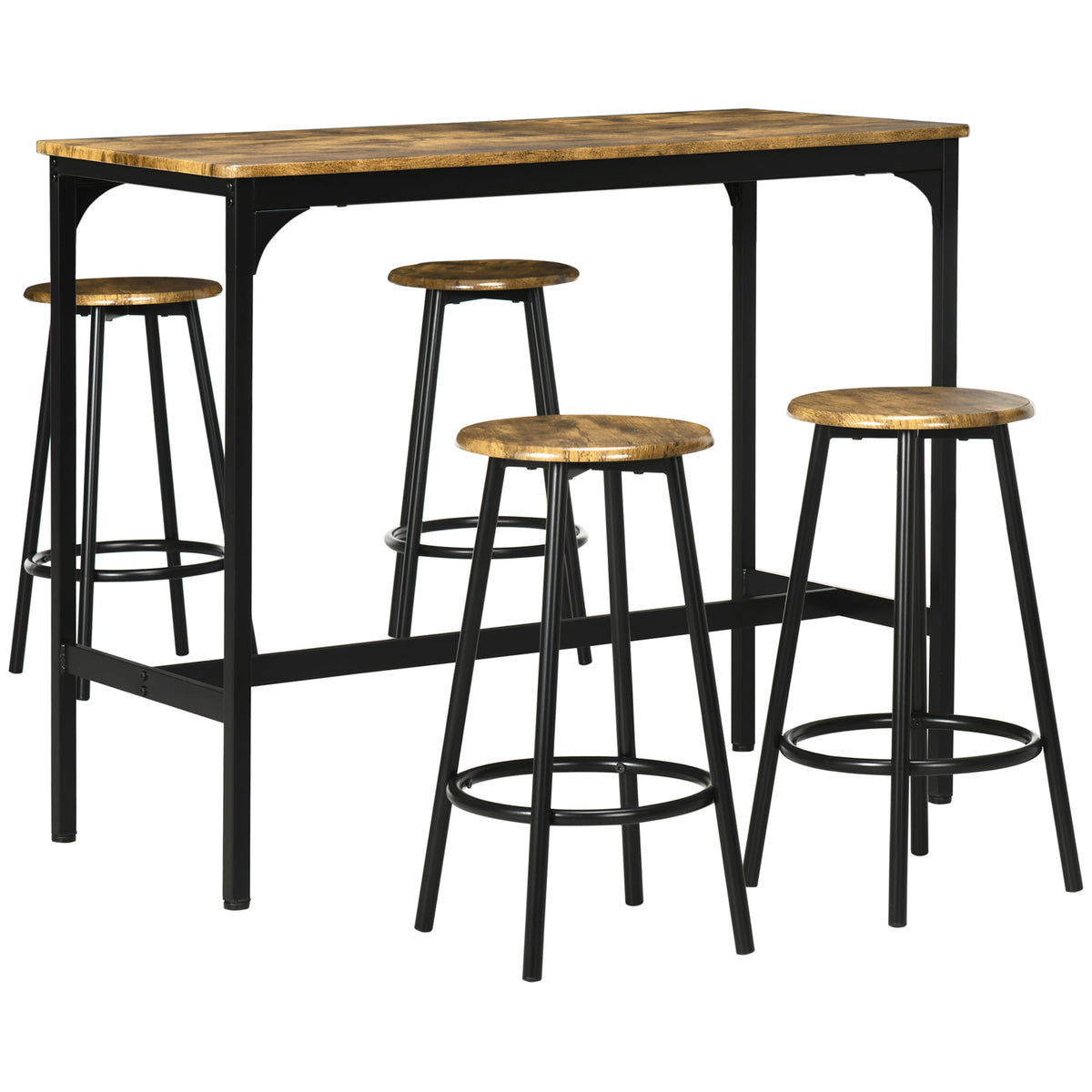 5-Piece Bar Table Set for 4, Industrial Counter Height Bar Table and Chairs for Kitchen, Dining Room, Grey – view 8