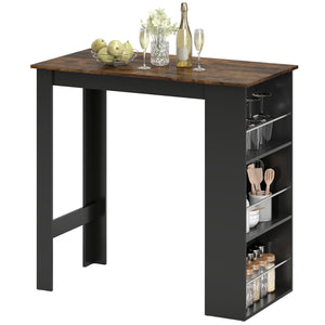 Bar Table Counter Height Dining Table with 3 Storage Shelves for Kitchen, Dining Room, Living Room, Natural