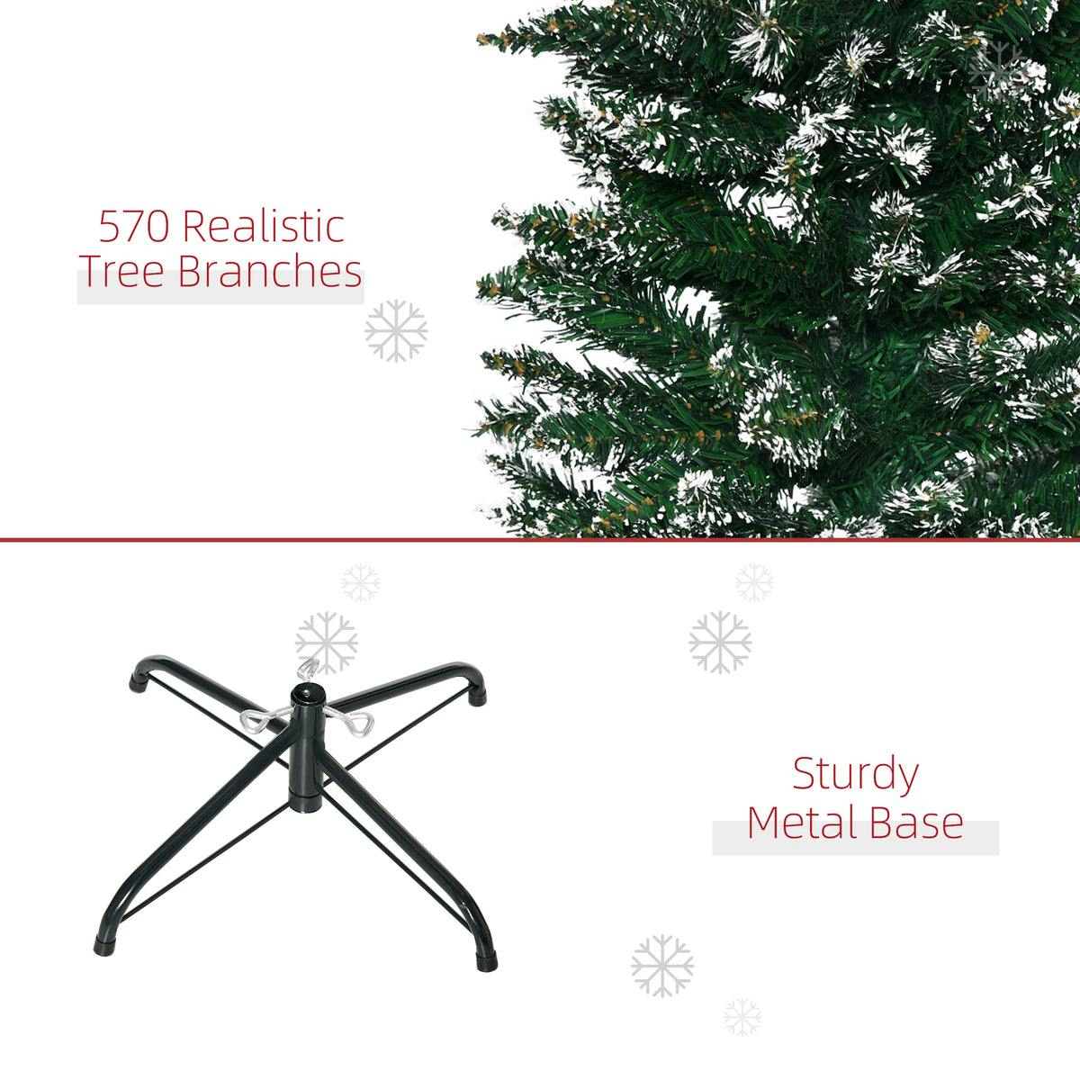 6FT Artificial Snow Dipped Christmas Tree Xmas Pencil Tree Holiday Home Indoor Decoration with Foldable – view 6