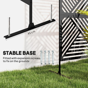 Metal Outdoor Privacy Screen, Freestanding Outdoor Divider with Stand, Decorative Privacy Panel, 78" x 48", Black