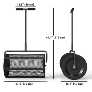 24 Inch Compost Spreader, Peat Moss Spreader with 24.4"/26.4" Height Adjustable Handle, Soil Spreader for Lawn, Black