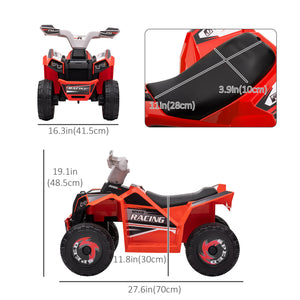 Aosom 6V Quad Kids Electric Car with Wear-resistant Wheels, for Boys and Girls Aged 18-36 Months