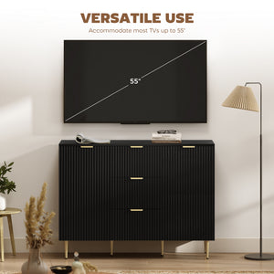 Modern Kitchen Storage Cabinet, Sideboard Buffet Cabinet w/ 3 Drawers and Adjustable Shelves for Kitchen – view 5