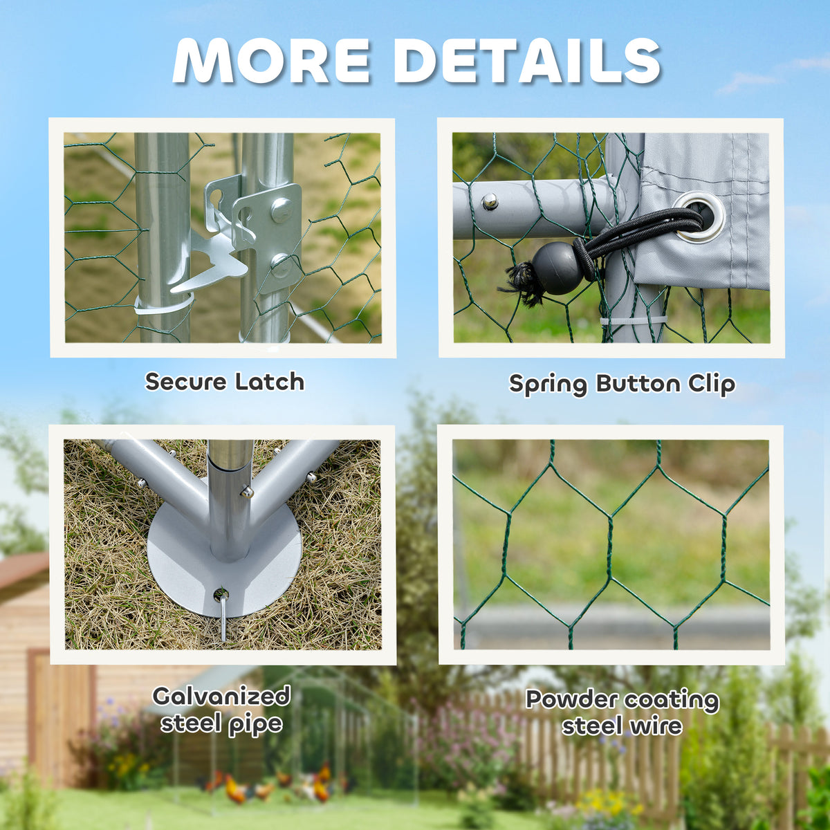 Metal Chicken Coop, 9.8 x 5.6 FT Walk-in Chicken Run with Cover, Lockable Door, Outdoor Poultry Cage for 5-8 Chickens