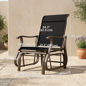 Outdoor Glider Chair, Patio Glider with Steel Frame and Mesh Fabric, Outdoor Chair for Backyard, Garden – view 16