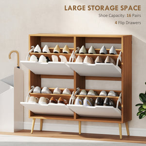 Shoe Storage Cabinet with 4 Flip Drawers and Adjustable Shelf, Shoe Cabinet for 8-16 Pairs of Shoes, Black – view 10