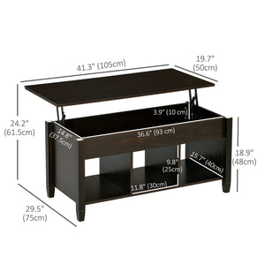 Lift Top Coffee Table, Modern Center Table with Storage Shelves and Hidden Compartment for Living Room – view 2