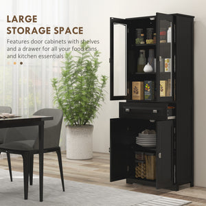 63" 4-Door Kitchen Pantry Cabinet, Freestanding Storage Cabinet Cupboard with Adjustable Shelves, Black – view 3