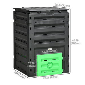 Compost Bin, Garden Composter with 80 Vents and 2 Doors, 120 Gallon (450L), Brown – view 9