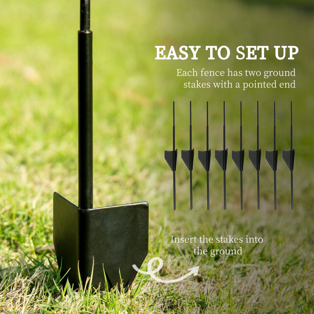 4 Pack Garden Fencing for Yard, Decorative Fence Panels as Animal Barrier and Flower Edging, Circle, Black, Wave