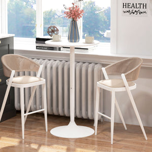 High Top Bar Table, Modern Round Dining Table with Painted Top and Steel Base, Bistro Table for 2 People – view 13