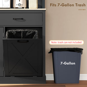 69" Kitchen Pantry Cabinet with Charging Station Kitchen Cabinet with Microwave Stand 7 Gallon Trash Can – view 6