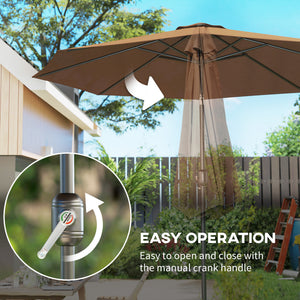 10' x 8' Round Market Umbrella, Patio Umbrella with Crank Handle and Tilt, Outdoor Parasol for Garden, Blue – view 11
