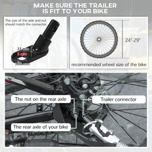 Aosom 2-in-1 Bike Trailer for Kids, Foldable 2-Seat Baby Stroller with 5-Point Harness, Rubber Wheels, Storage Bag