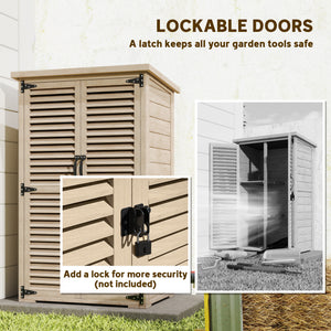 30" x 20" x 47" Wooden Garden Shed, Outdoor Storage Shed with Waterproof Asphalt Roof, Shelves, Natural