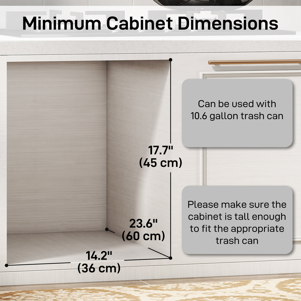 Pull Out Trash Can Under Cabinet, 10.6 Gallon (40L) Slide Out Garbage Can with 2 Removable Compartments, Grey