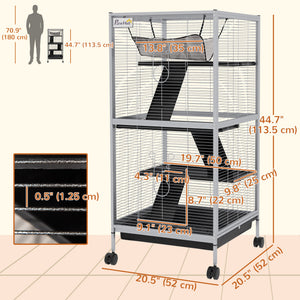 4-Tier Rolling Small Animal Cage, Deluxe Ferret Cage for Mink Chinchilla Kitten Rabbit
