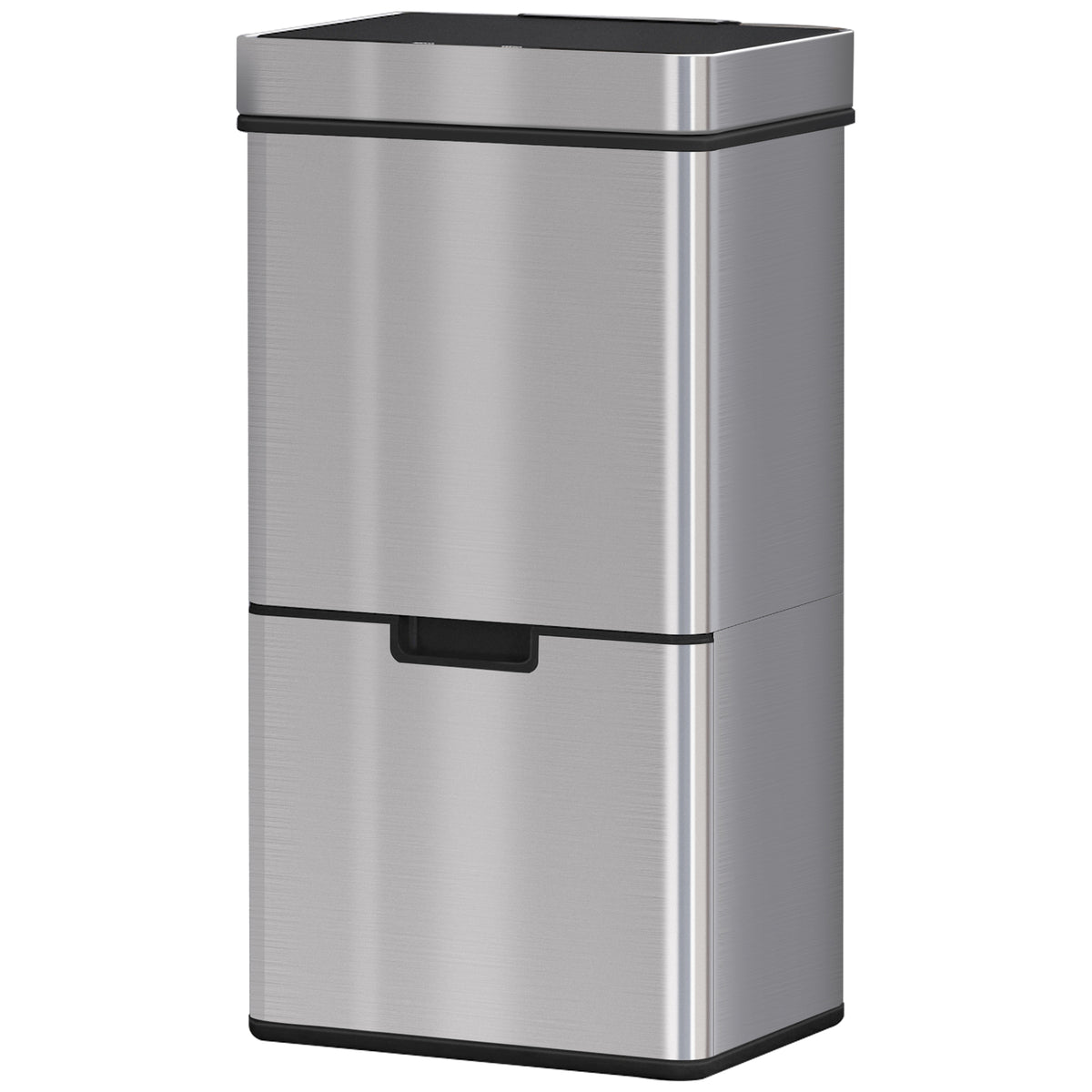 Sensor Trash Can, 19 Gallon Stainless Steel Kitchen Garbage Can with 3 Compartments, Removable Inner Buckets, Silver