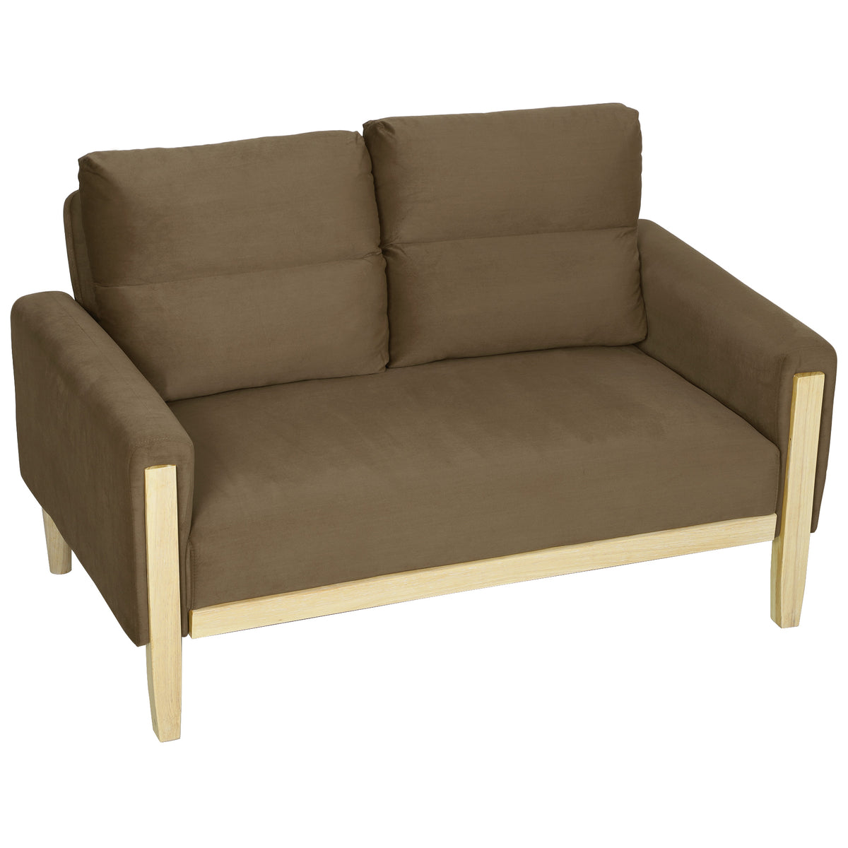 53" Loveseat Sofa, Small 2 Seater Couch with Solid Wood Legs, Modern Velvet Sofa for Living Room