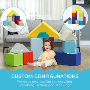 Soozier 11 Piece Soft Play Blocks Kids Climb and Crawl Gym Toy Foam Building Light Colour
