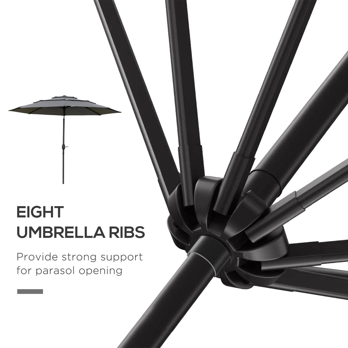 9FT 3 Tiers Patio Umbrella Outdoor Market Umbrella with Crank, Push Button Tilt for Deck – view 13