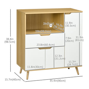 Modern Microwave Stand, Microwave Cabinet with Drawer, Storage Cupboards and Cable Hole for Kitchen, Dining Room, White