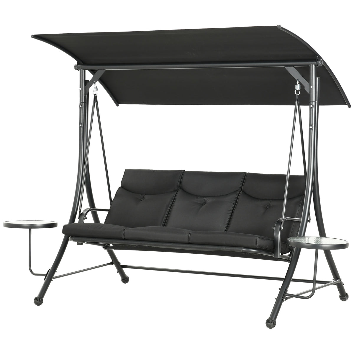 3 Seat Outdoor Swing Chair Steel Swing Bench Porch Swing With Adjustable Canopy – view 8