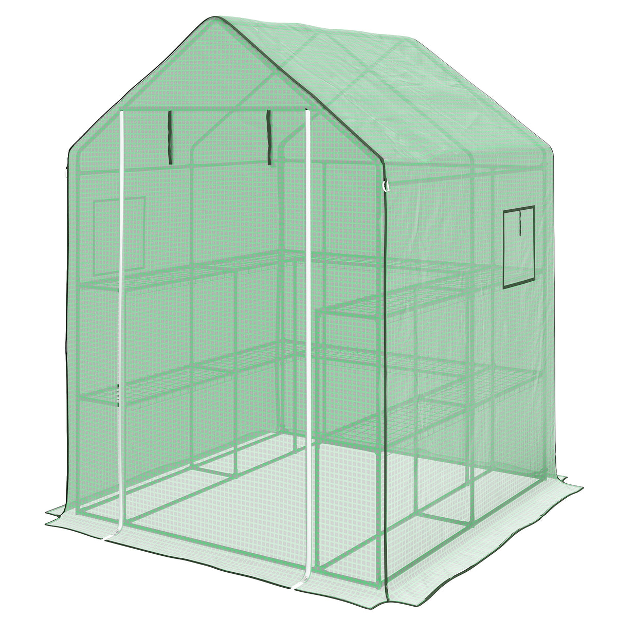 Portable Greenhouse, Walk-In Small Outdoor Green House with 2 Tier U-Shaped Flower Rack Shelves