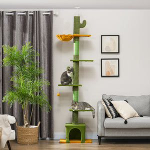 Floor to Ceiling Cat TreeTower with 90.5"-108" Adjustable Height, Scratching Posts, Hammock, Condo – view 14