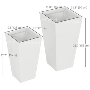 Set of 2 Tall Planters with Drainage Holes, 22" / 18" Outdoor Flower Pots for Patio, Yard, Garden, Black – view 9