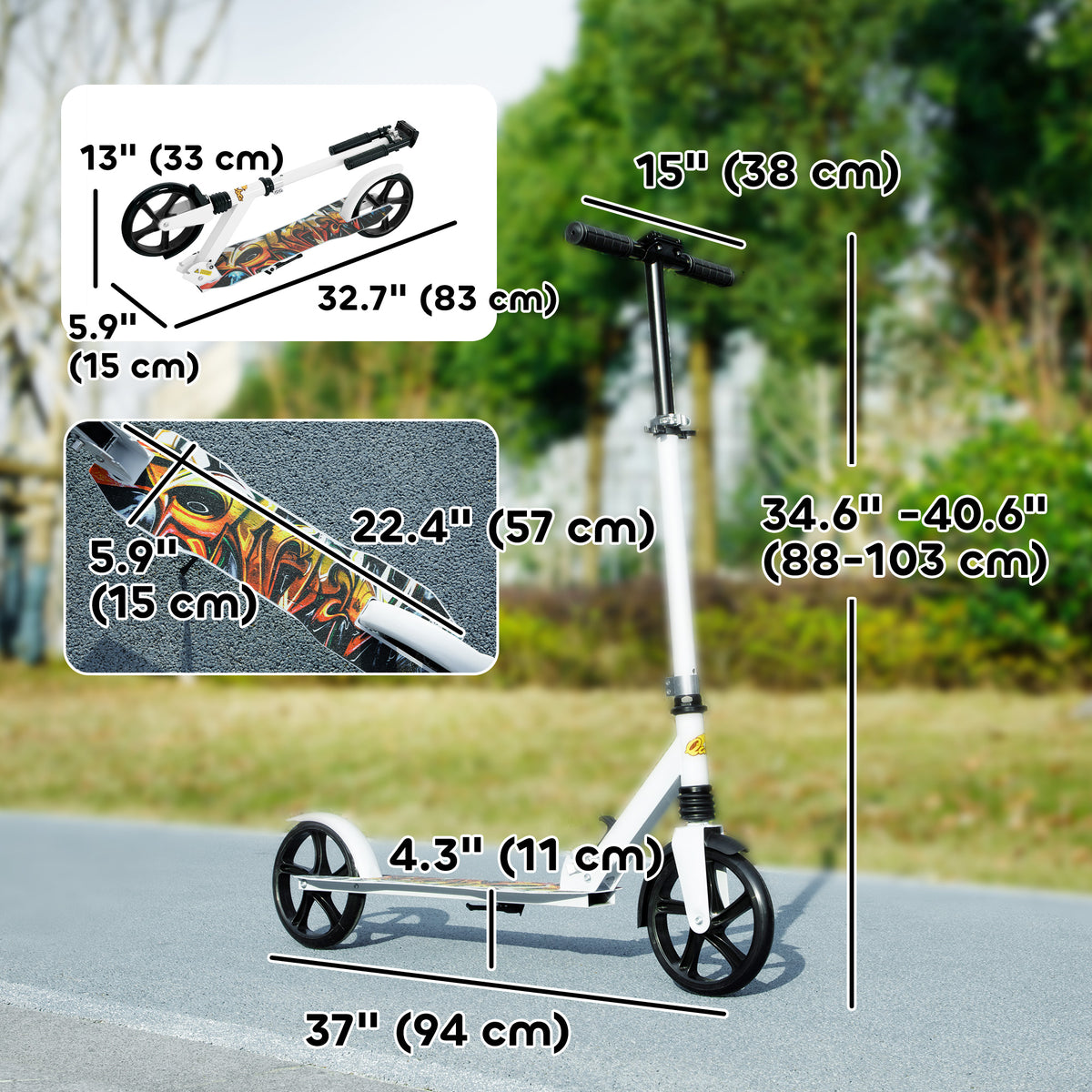 Qaba Kick Scooter for Kids Ages 6-12 with Adjustable Height, Rear-Fender Brake, 200mm Big Wheel, Foldable Design