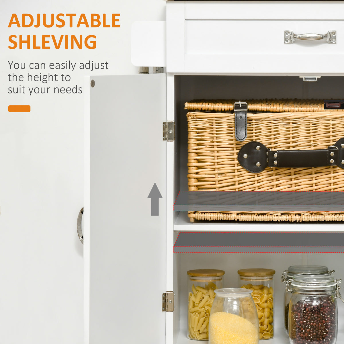 Foldable Kitchen Island with Storage Drawer, Farmhouse Rolling Utility Cart on Wheels with Drop-Leaf Wood – view 12