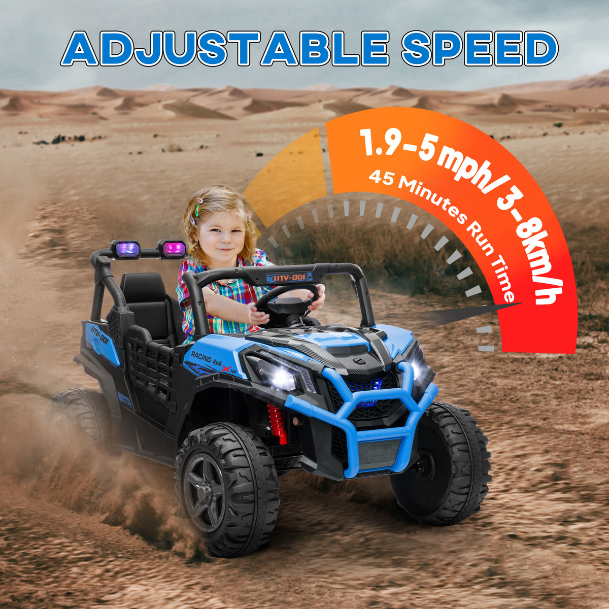 Qaba 2 Seater 24V Electric Car for Kids w/ Remote Control, 3 Speed, LED Lights, Music, Horn, Spring Suspension